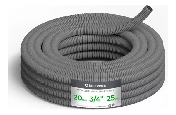 Caño Corrugado Ign. Semi-Pes Gris 20mm x25Mts