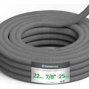 Caño Corrugado Ign. Semi-Pes Gris 22mm x25Mts