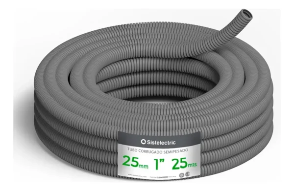 Caño Corrugado Ign. Semi-Pes Gris 25mm x25Mts