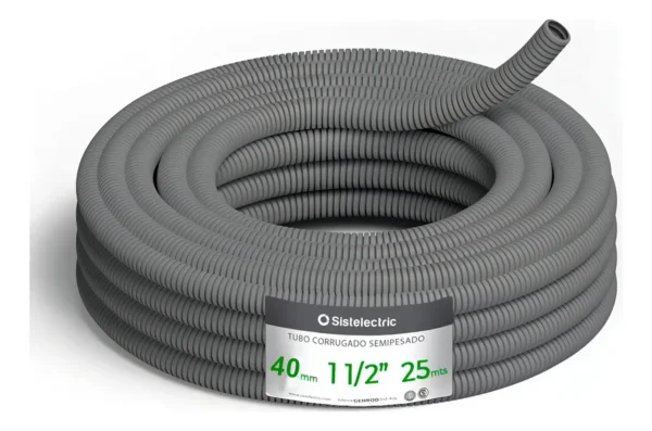 Caño Corrugado Ign. Semi-Pes Gris 40mm x25Mts
