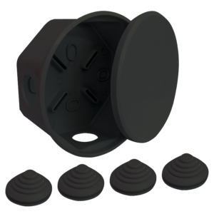 Caja de Paso IP40 C/Tapa Circular Negra C/Aguj.