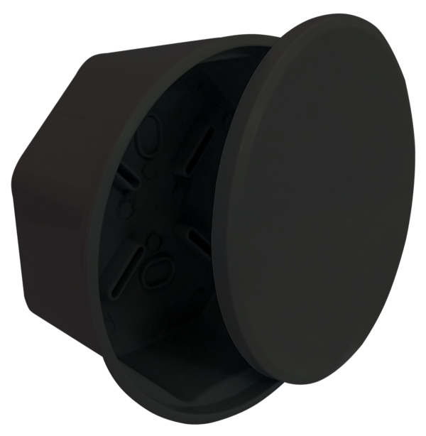 Caja de Paso IP40 C/Tapa Circular Negra Ciega
