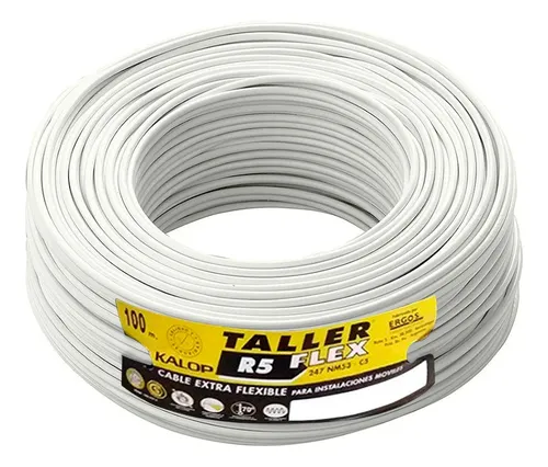Cable TPR Blanco IRAM C5 3x00,75mm x100Mts