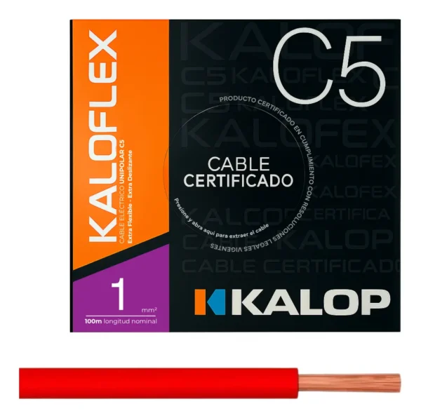 Cable Unipolar IRAM C5 01,00mm Roj x100Mts