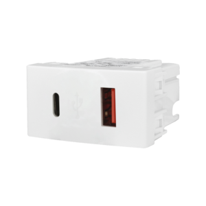 Mod. Cargador USB Doble A+C 30w Blanco