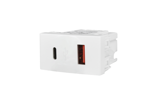 Mod. Cargador USB Doble A+C 30w Blanco