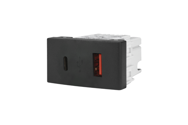 Mod. Cargador USB Doble A+C 30w Negro
